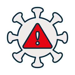 coronavirus with warning sign icon, line and fill style