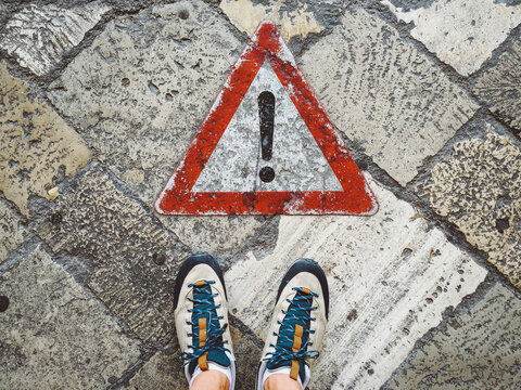 Warning Sign on the ground