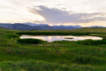 Mountain Sunset with Wispy Clouds