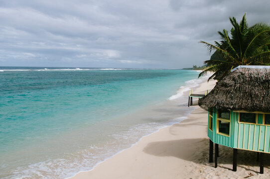 Fale and beach, South Coast, Samoa.