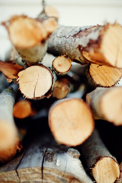 Wooden logs stacked together