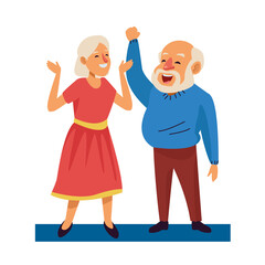 Obraz premium old happy couple persons avatars characters