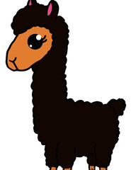 Cute alpaca/llama vector illustration with manga eyes.