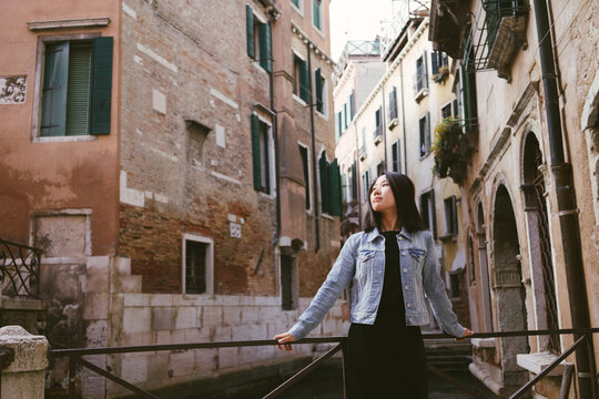Portrait of beautiful chinese girl in Venice
