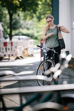 Female Office worker with Bicycle