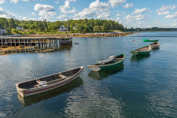 Fishing boats in the cove landscape