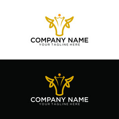 Image of a bull's head. Logo Simula 2021 the year of the metal bull. Black line art head bull simple logo for Hew Year. White isolated background. Tattoo style