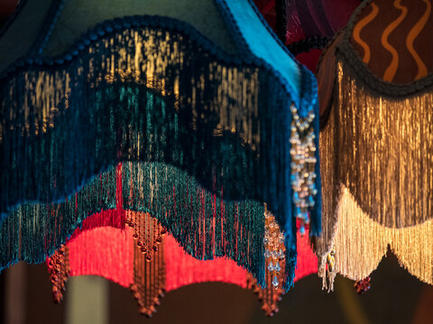 Bordello tassle style colourful lampshades