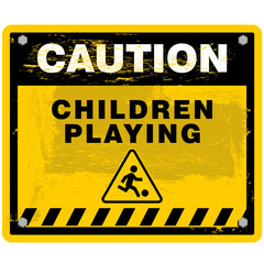 Caution, children playing, sign vector