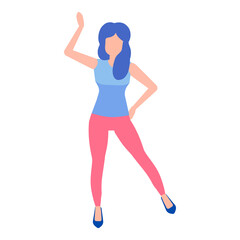 Dancing Girl Flat Icon Isolated On White Background