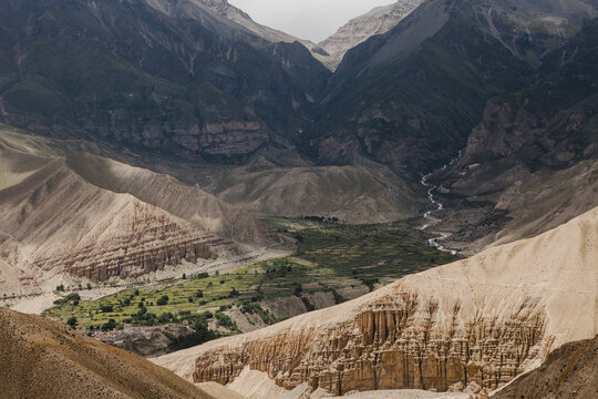 Pockets of village on the way to Lo Manthang, Upper Mustang, Nepal.