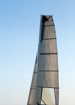 main sail and jib on a catamaran f18