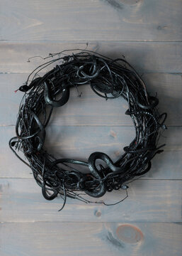 Black snake halloween wreath