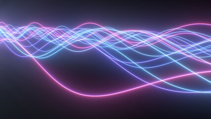 Abstract Pink Blue Retro Neon Lights Glow Wave Beam Line Wires Flow - Abstract Background Texture
