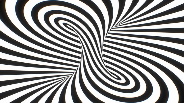 Twisted Black White Hypnotic Optical Illusion Psychedelic Stripes - Abstract Background Texture © IncrediVFX