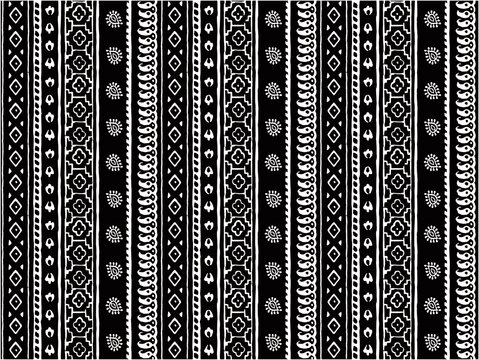 black and white ethnic decorative border seamless pattern