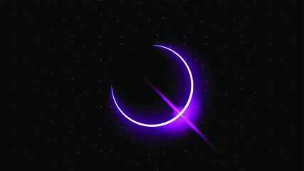 Obraz na płótnie Canvas Sun Eclipse Pink Fire Dark Background Vector Moon Design Style Space Science Glow Light