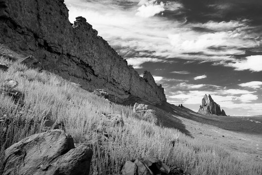 Shiprock New Mexico Navajo Nation with Volcanic Igneous Rock Dikes