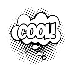 expression cloud with cool word pop art line style