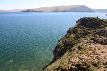 Fototapeta na wymiar crossing lake Baikal on island Ol`hon