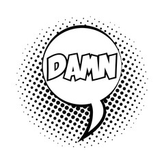 speech bubble with damn word pop art line style