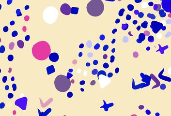Light Pink, Blue vector pattern with random forms.