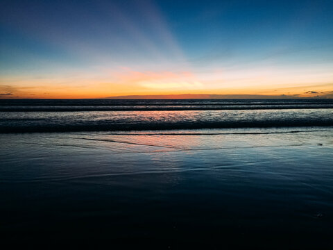 A beautiful sunset in an indonesian beach