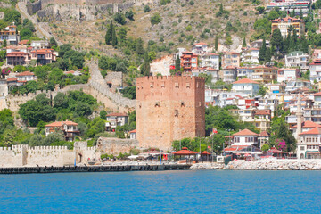 Fototapeta na wymiar Alanyas' mediterranean coastline and Ottoman castle