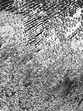 Close up of shattered glass window