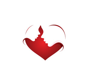 Heart and face woman icon logo design template