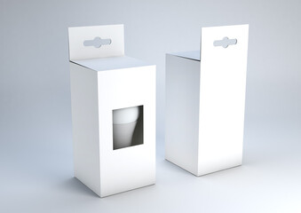 3D illustration of a LED Bulb packaging mockup. Blank