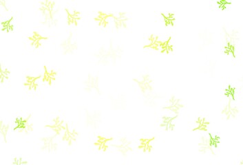 Light Green, Yellow vector doodle layout with sakura.
