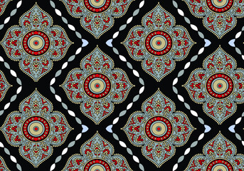 traditional Indian paisley pattern on  black       background