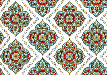 traditional Indian paisley pattern on white background