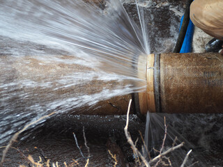 Burst pipe or leaking pipe is under repairing