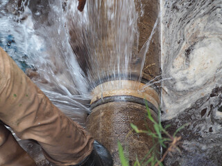 Burst pipe or leaking pipe is under repairing