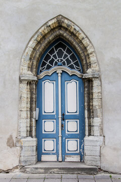 Old gothic blue door