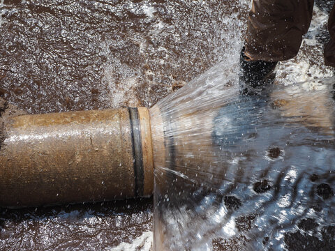 Burst pipe or leaking pipe is under repairing