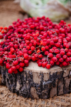 Rowanberry on wood