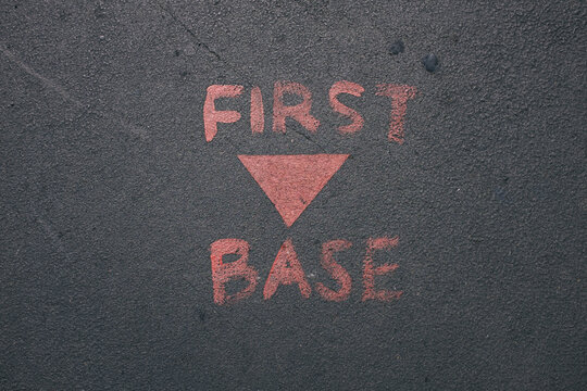 first base painted on concrete