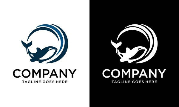 sea waves, sun waves, whale waves logo vector