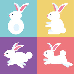 mid autumn celebration card with rabbits group