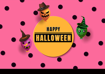 Halloween balloons pink background