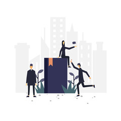 Fototapeta premium Graduation flat illustration.Vector design template.Suitable for landing page, ui, website, mobile app, editorial, poster, flyer, article, and banner.