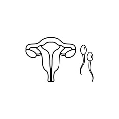 uterus and sperm icon design template isolated
