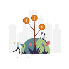 Financial business flat illustration.Vector design.Suitable for landing page, ui, website, mobile app, editorial, poster, flyer, article, and banner.