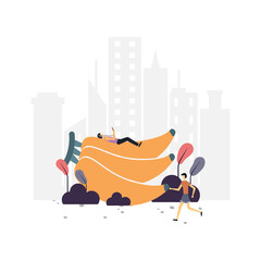 Banana lover flat illustration.Vector design.Suitable for landing page, ui, website, mobile app, editorial, poster, flyer, article, and banner.