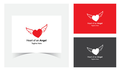 Heart of an Angel Logo Design Template.