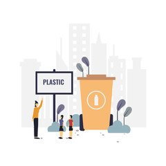 Waste disposal education flat illustration.Vector design.Suitable for landing page, ui, website, mobile app, editorial, poster, flyer, article, and banner.