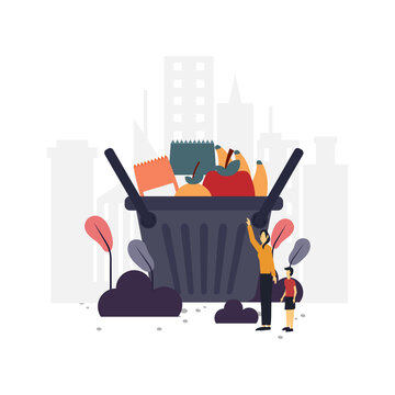 Shopping flat illustration.Vector design.Suitable for landing page, ui, website, mobile app, editorial, poster, flyer, article, and banner.